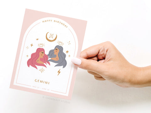 Happy Birthday Gemini Zodiac Greeting Card