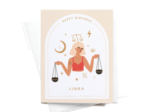 Happy Birthday Libra Zodiac Greeting Card