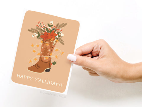 Happy Y’allidays! Cowboy Boot Greeting Card