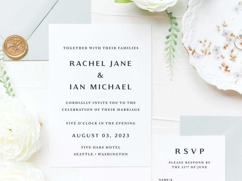 Dusty Blue Modern Wedding Invitations