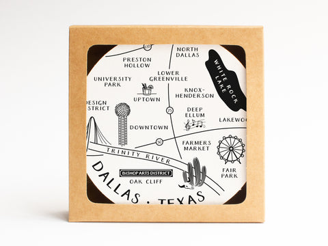 Dallas Neighborhoods Map Coaster Set - onderkast-studio