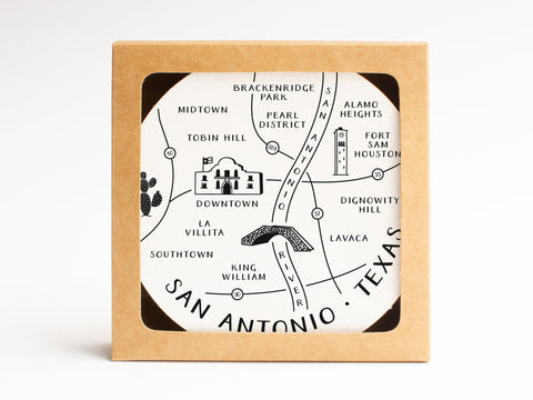 San Antonio Neighborhoods Map Coaster Set - onderkast-studio