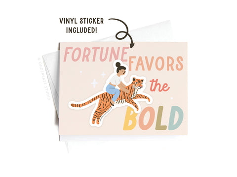 Fortune Favors the Bold Tiger Sticker Greeting Card