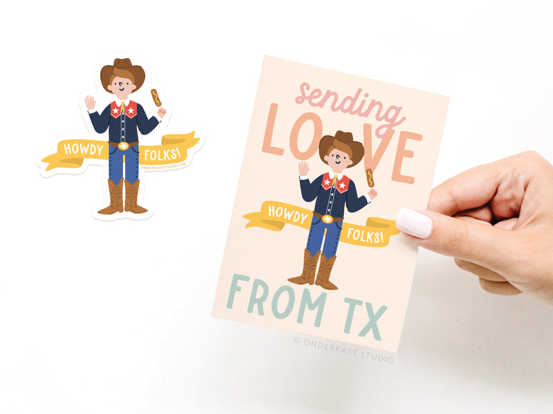 Sending Love From TX Big Tex Sticker Greeting Card