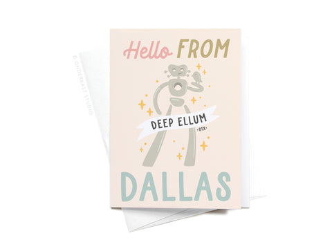 Hello From Dallas Traveling Man Sticker Greeting Card