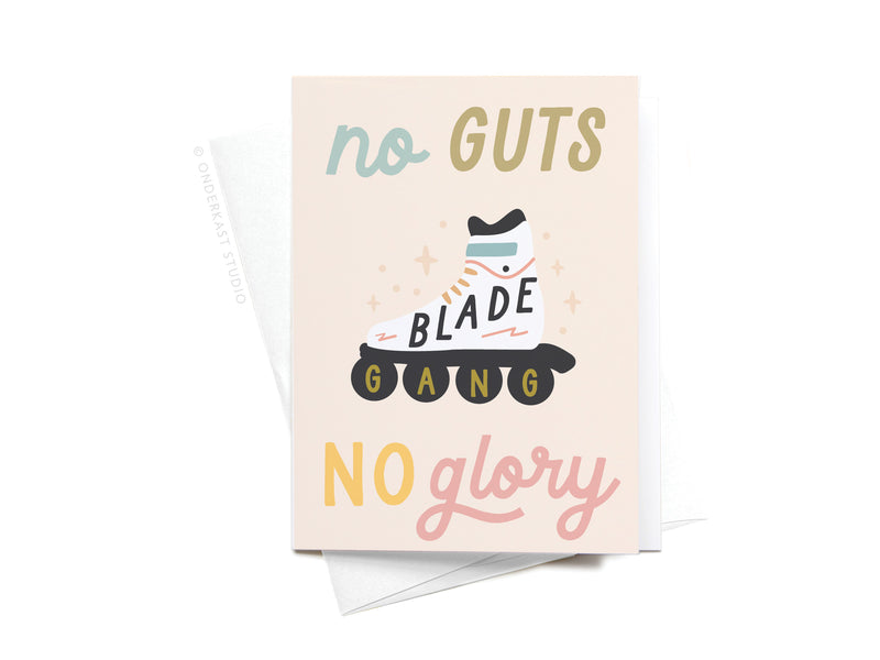 No Guts No Glory Rollerblades Sticker Greeting Card