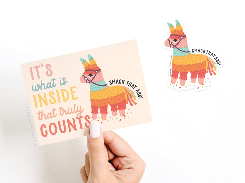 It's What Is Inside That Truly Counts Piñata Sticker Greeting Card