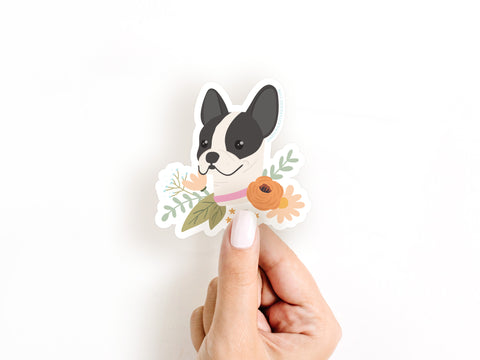 French Bulldog Floral Sticker