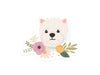 White Terrier Floral Sticker