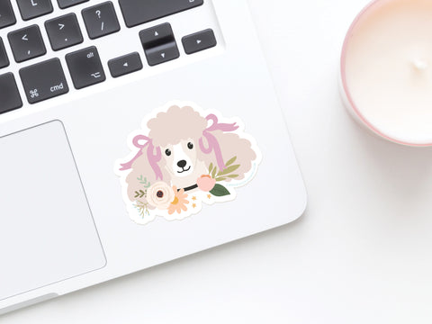 Poodle Floral Sticker