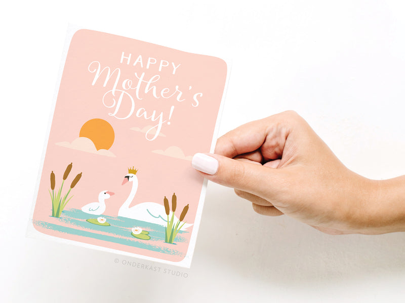 Happy Mother's Day Swan Greeting Card