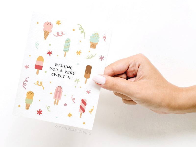 Wishing You a Very Sweet 16 Ice Cream Birthday Card