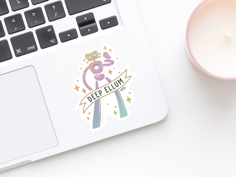 Deep Ellum Traveling Man Holographic Sticker