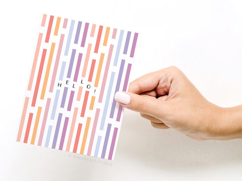 Hello! Wonky Stripes Greeting Card