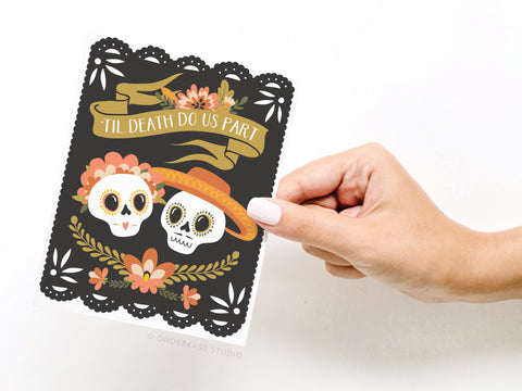 Til Death Do Us Part Sugar Skulls Greeting Card
