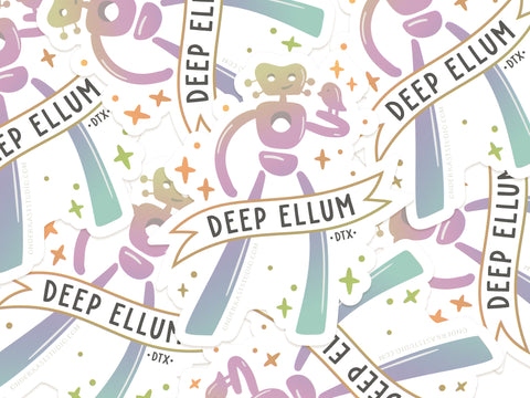 Deep Ellum Traveling Man Holographic Sticker