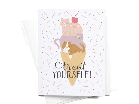 Treat Yourself Ice Cream Cats Greeting Card