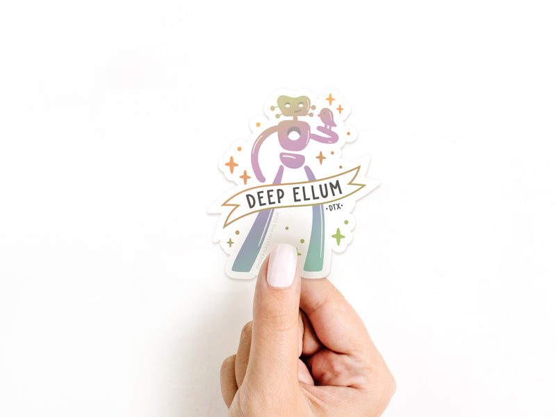 Deep Ellum Traveling Man Holographic Sticker