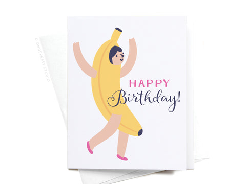 Happy Birthday! Banana Suit Girl Greeting Card