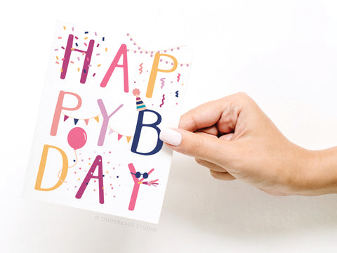 Happy Birthday Party Decorations Greeting Card