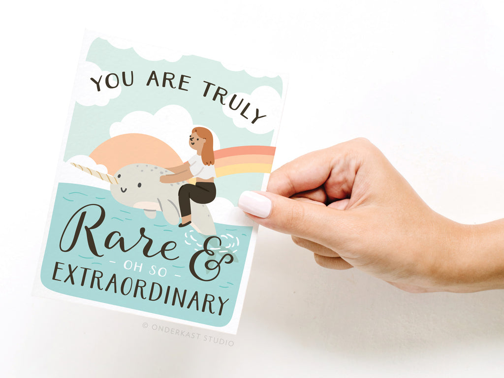 You Are Truly Rare Narwhal Greeting Card
